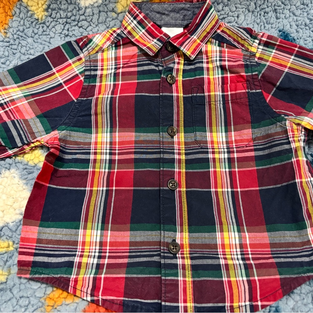 Gymboree Red and Blue Plaid Button Down Shirt